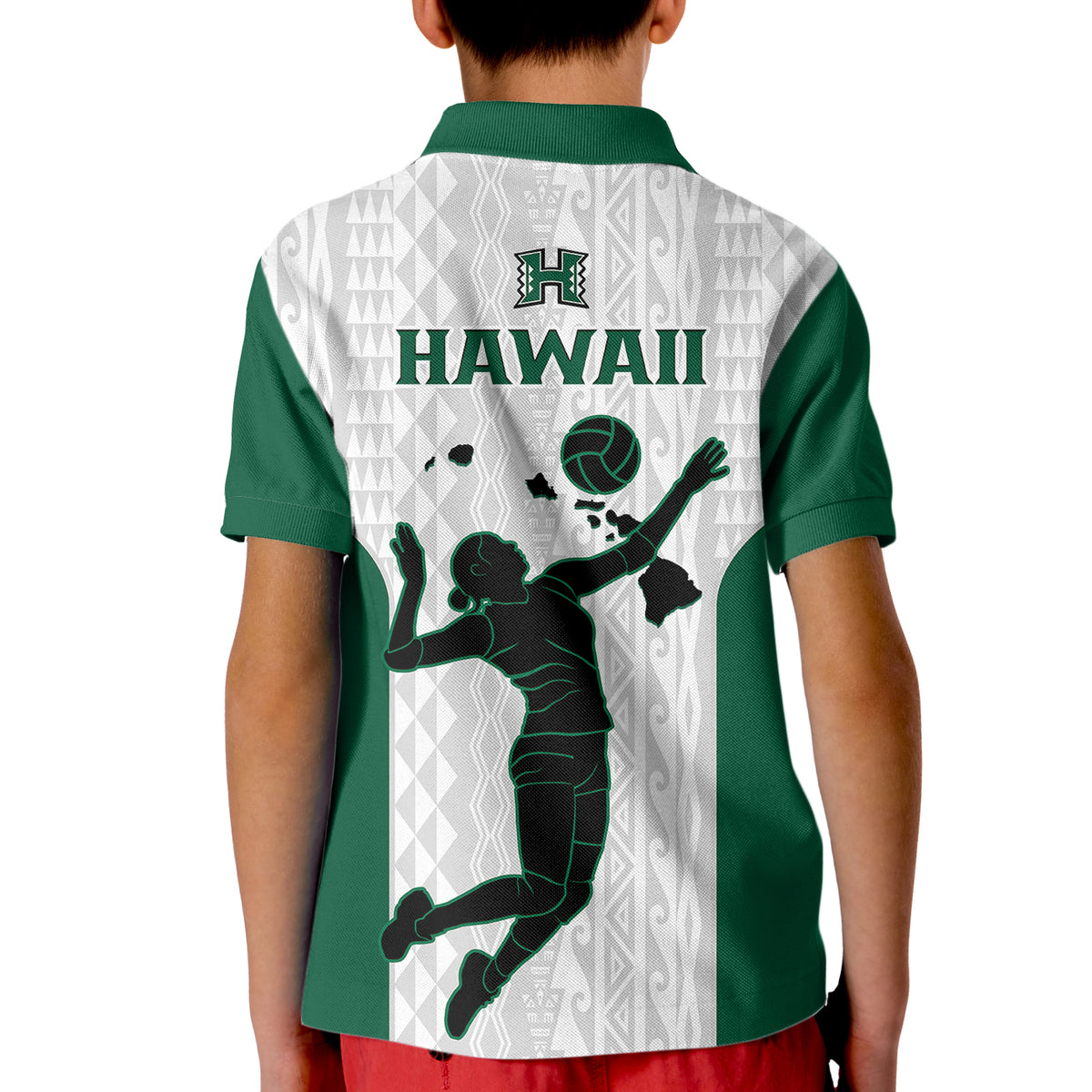 Hawaii Volleyball Kid Polo Shirt Hawaiian Kakau White Style LT14 - Polynesian Pride