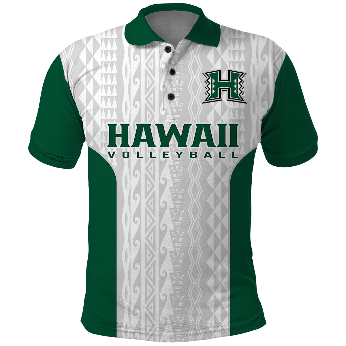 Hawaii Volleyball Polo Shirt Hawaiian Kakau White Style LT14 White - Polynesian Pride