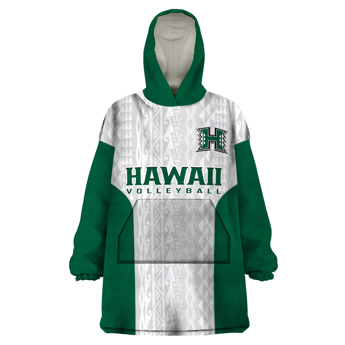 (Custom Text And Number) Hawaii Volleyball Wearable Blanket Hoodie Hawaiian Kakau White Style LT14 Unisex One Size - Polynesian Pride