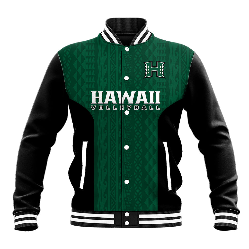 Hawaii Volleyball Baseball Jacket Hawaiian Kakau Green Style LT14 Unisex Green - Polynesian Pride