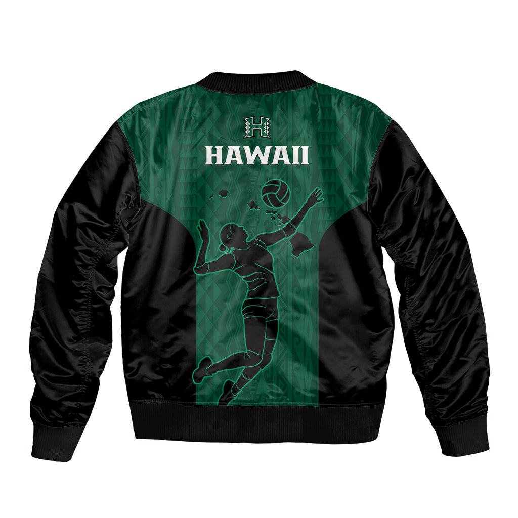 Hawaii Volleyball Bomber Jacket Hawaiian Kakau Green Style LT14 - Polynesian Pride
