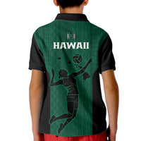 Hawaii Volleyball Kid Polo Shirt Hawaiian Kakau Green Style LT14 - Polynesian Pride