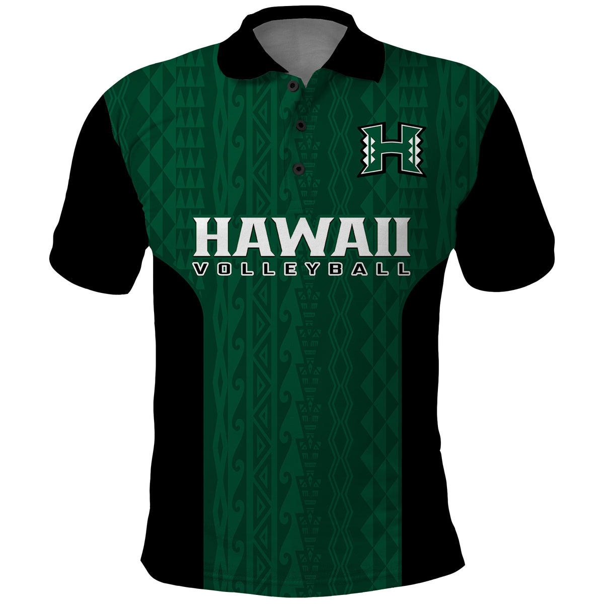 Hawaii Volleyball Polo Shirt Hawaiian Kakau Green Style LT14 Green - Polynesian Pride