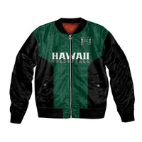 Hawaii Volleyball Sleeve Zip Bomber Jacket Hawaiian Kakau Green Style LT14 Unisex Green - Polynesian Pride