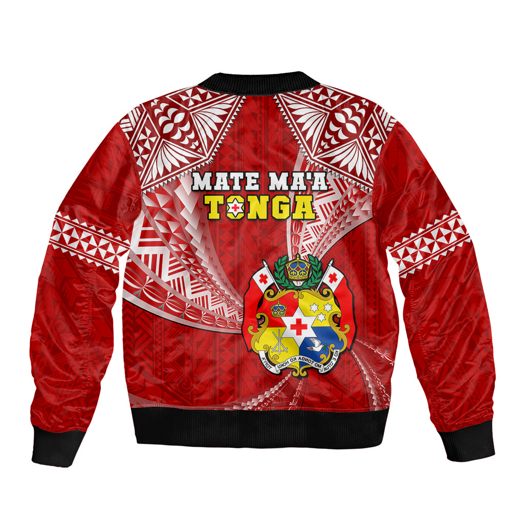 Tonga Rugby Bomber Jacket Mate Maa Tonga Pacific Tongan Ngatu LT14 - Polynesian Pride