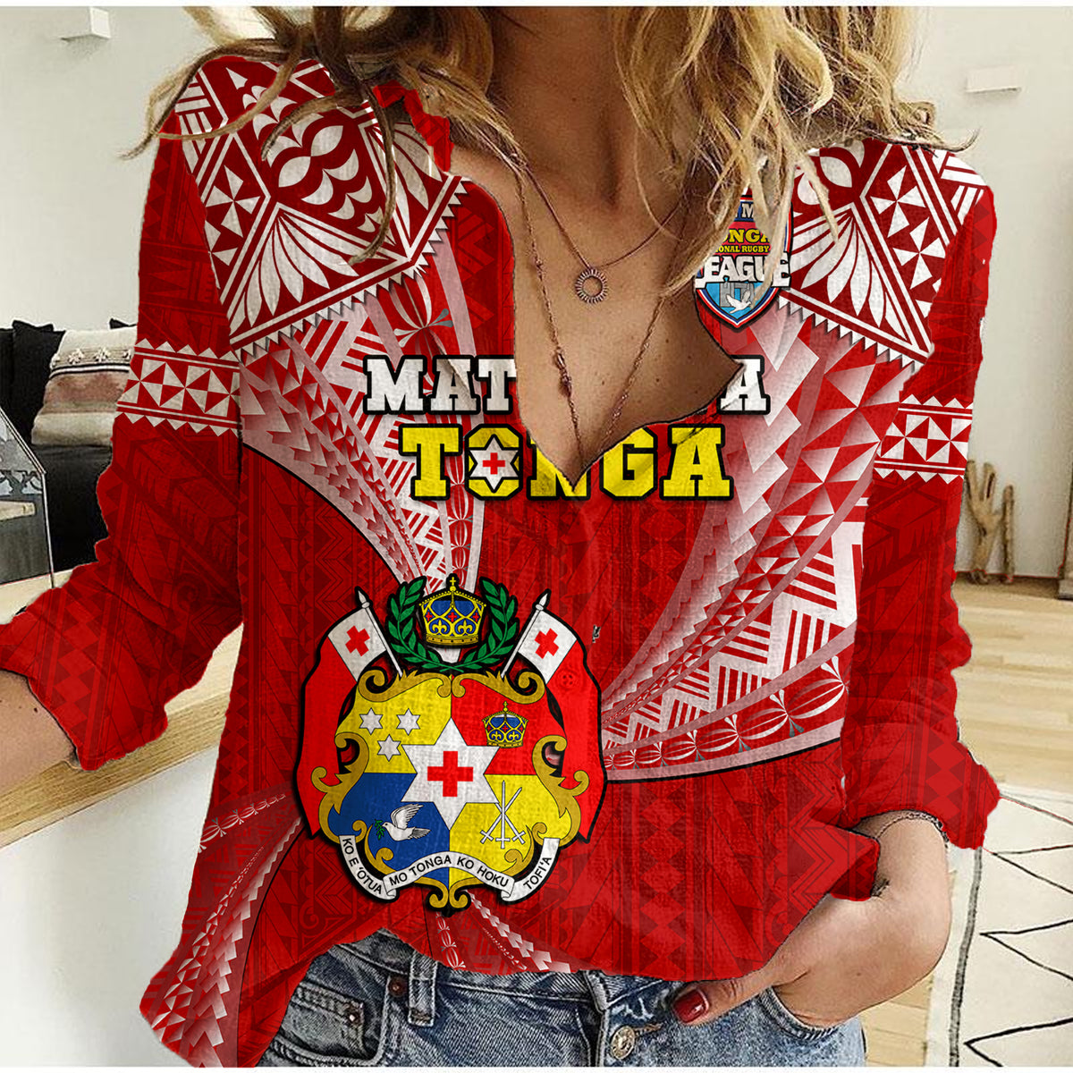 Tonga Rugby Women Casual Shirt Mate Maa Tonga Pacific Tongan Ngatu LT14 Female Red - Polynesian Pride