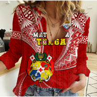 Tonga Rugby Women Casual Shirt Mate Maa Tonga Pacific Tongan Ngatu LT14 Female Red - Polynesian Pride
