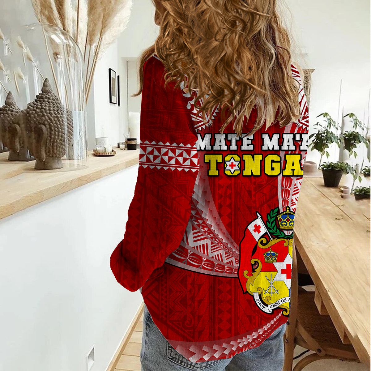 Tonga Rugby Women Casual Shirt Mate Maa Tonga Pacific Tongan Ngatu LT14 - Polynesian Pride