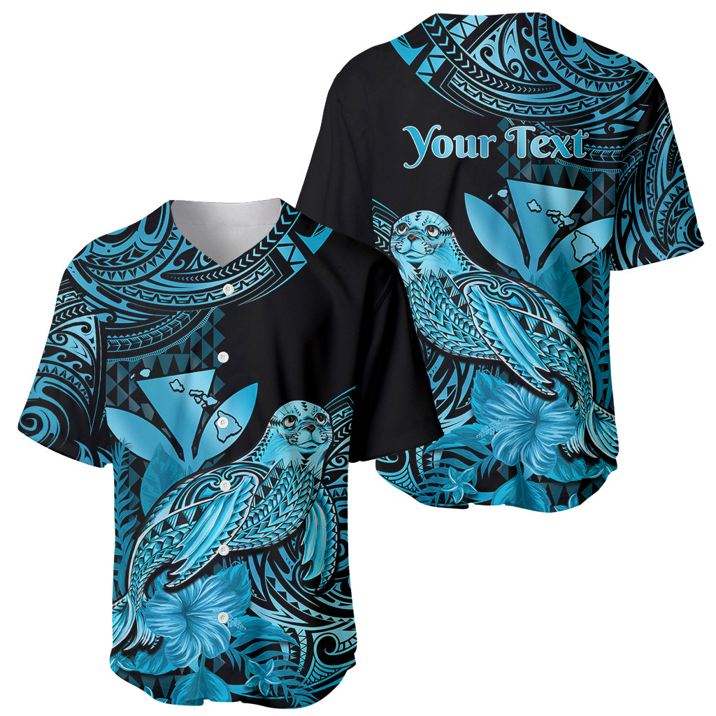 (Custom Personalised) Hawaii Monk Seal Baseball Jersey Polynesian Kakau With Kanaka Turquoise LT14 Turquoise - Polynesian Pride