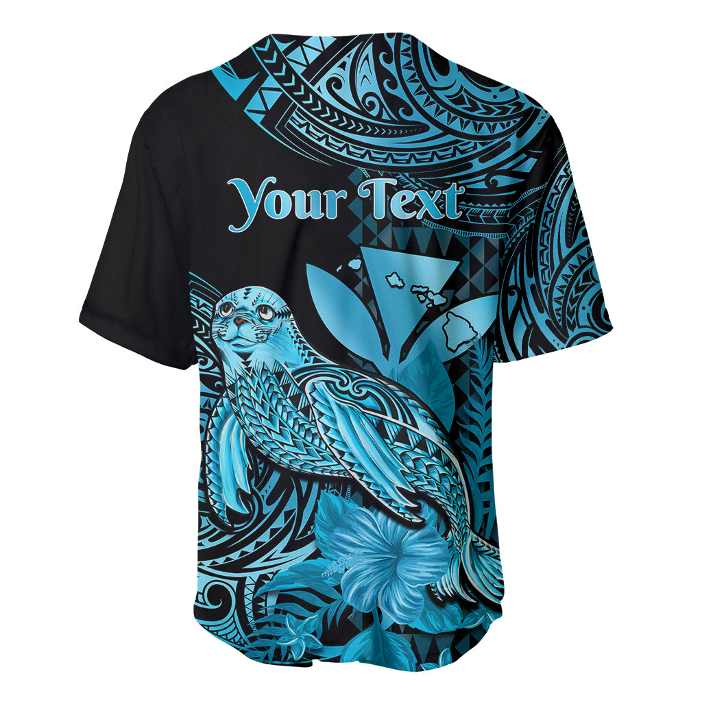 (Custom Personalised) Hawaii Monk Seal Baseball Jersey Polynesian Kakau With Kanaka Turquoise LT14 - Polynesian Pride