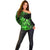 (Custom Personalised) Hawaii Monk Seal Off Shoulder Sweater Polynesian Kakau With Kanaka Green LT14 - Polynesian Pride