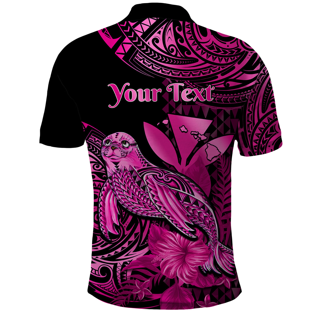 Custom Hawaii Monk Seal Polo Shirt Polynesian Kakau With Kanaka Pink LT14 - Polynesian Pride