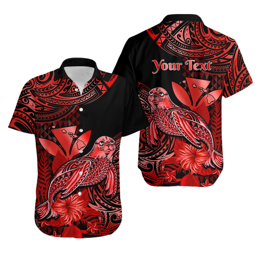 (Custom Personalised) Hawaii Monk Seal Hawaiian Shirt Polynesian Kakau With Kanaka Red LT14 Red - Polynesian Pride