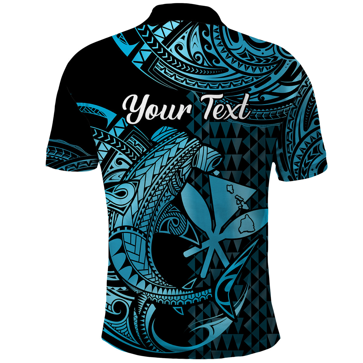 Custom Hawaii Hammerhead Shark Polo Shirt Polynesian Kakau With Kanaka Turquoise LT14 - Polynesian Pride
