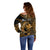 (Custom Personalised) Hawaii Hammerhead Shark Off Shoulder Sweater Polynesian Kakau With Kanaka Gold LT14 - Polynesian Pride