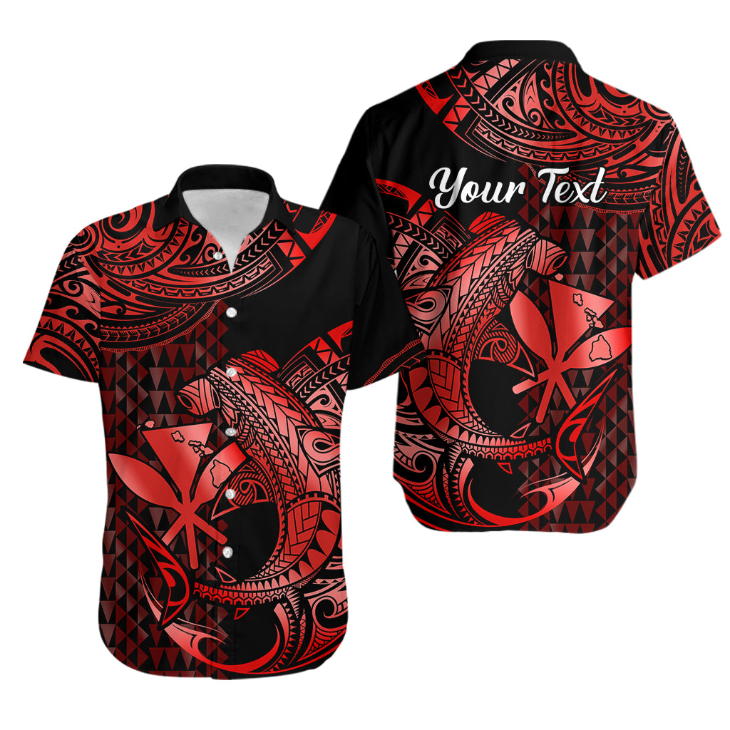 (Custom Personalised) Hawaii Hammerhead Shark Hawaiian Shirt Polynesian Kakau With Kanaka Red LT14 Red - Polynesian Pride