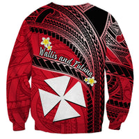 Wallis And Futuna Sweatshirt Plumeria Flowers With Red Polynesian Pattern LT14 - Polynesian Pride