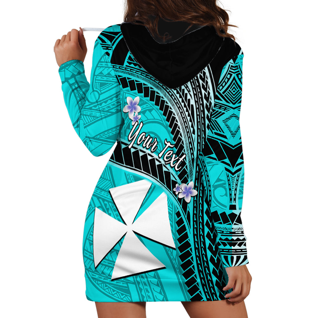 (Custom Personalised) Wallis And Futuna Hoodie Dress Plumeria Flowers With Turquoise Polynesian Pattern LT14 - Polynesian Pride