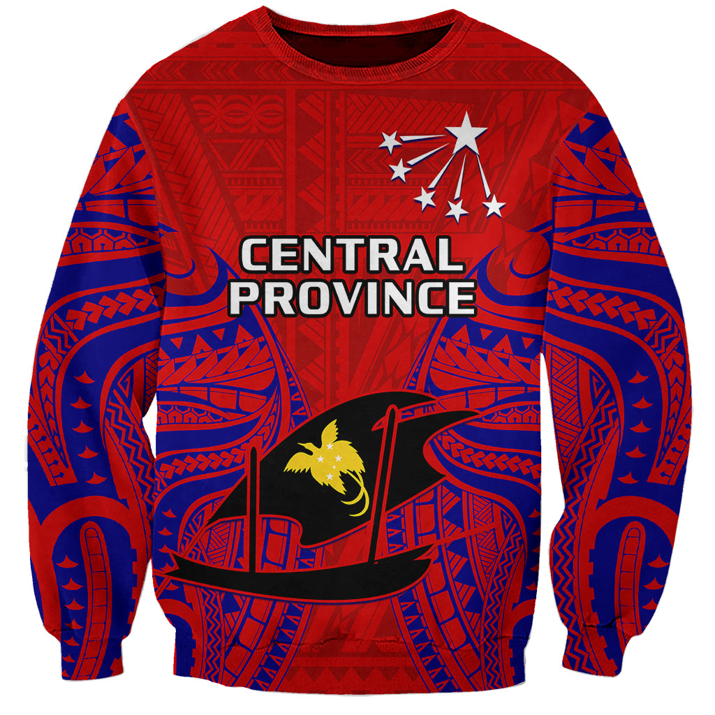 Papua New Guinea Sweatshirt Central Province Mix Coat Of Arms Polynesian Art LT14 Unisex Red - Polynesian Pride