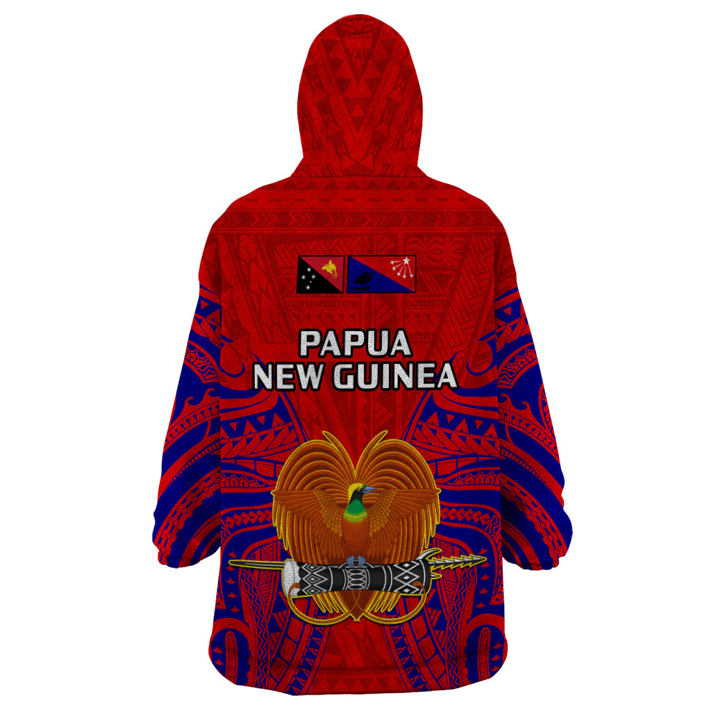 Papua New Guinea Wearable Blanket Hoodie Central Province Mix Coat Of Arms Polynesian Art LT14 - Polynesian Pride