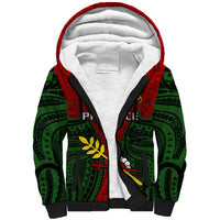 Papua New Guinea Sherpa Hoodie Chimbu Province Mix Coat Of Arms Polynesian Art LT14 Unisex Red - Polynesian Pride