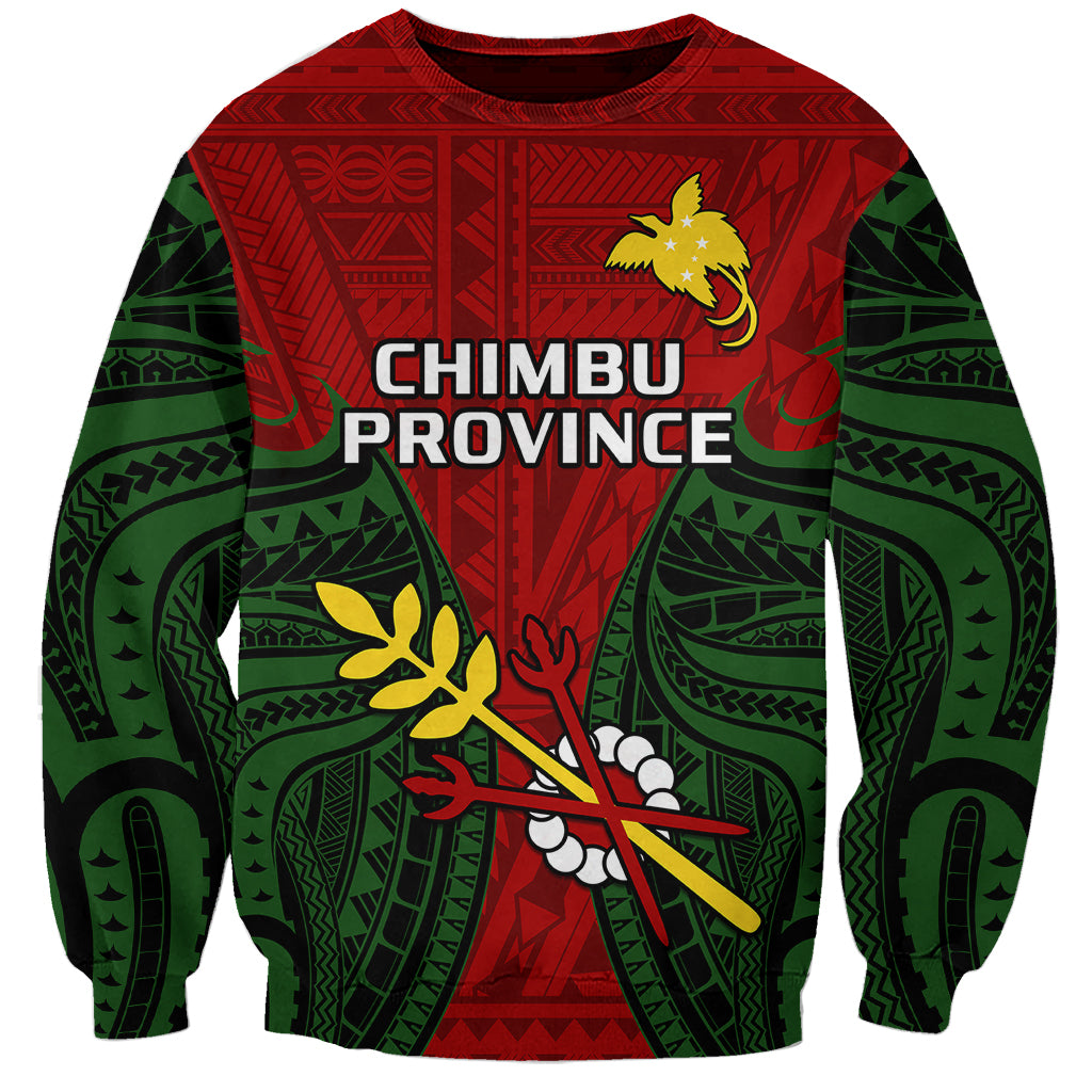 Papua New Guinea Sweatshirt Chimbu Province Mix Coat Of Arms Polynesian Art LT14 Unisex Red - Polynesian Pride