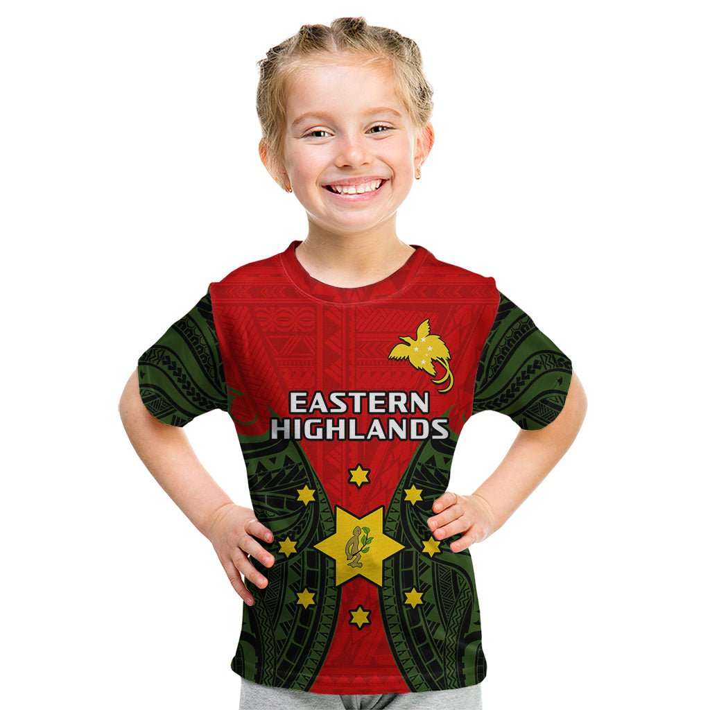 Papua New Guinea Kid T Shirt Eastern Highlands Province Mix Coat Of Arms Polynesian Art LT14 - Polynesian Pride
