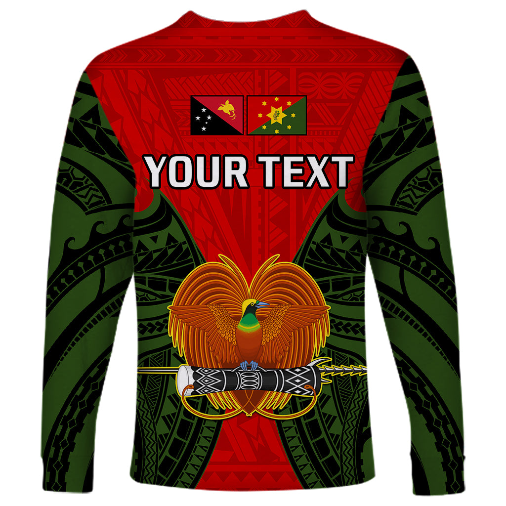(Custom Personalised) Papua New Guinea Long Sleeve Shirt Eastern Highlands Province Mix Coat Of Arms Polynesian Art LT14 - Polynesian Pride