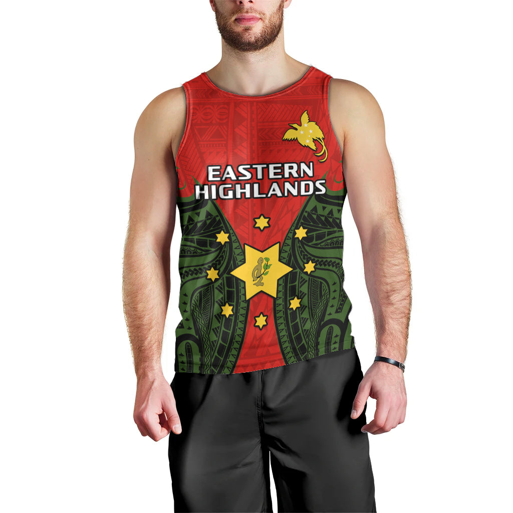 (Custom Personalised) Papua New Guinea Men Tank Top Eastern Highlands Province Mix Coat Of Arms Polynesian Art LT14 - Polynesian Pride