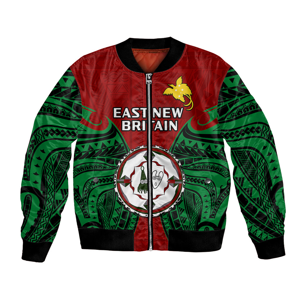Papua New Guinea Bomber Jacket East New Britain Province Mix Coat Of Arms Polynesian Art LT14 Unisex Red - Polynesian Pride