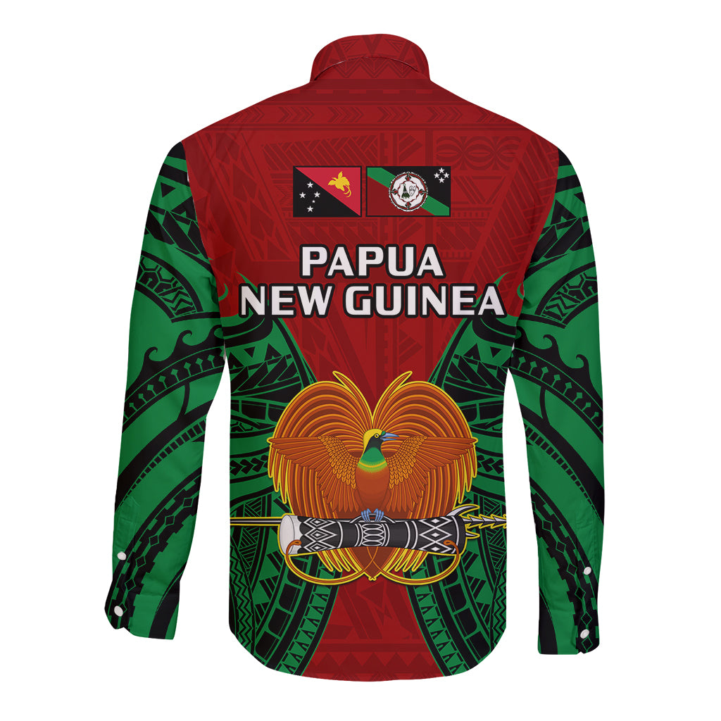 Papua New Guinea Long Sleeve Button Shirt East New Britain Province Mix Coat Of Arms Polynesian Art LT14 - Polynesian Pride