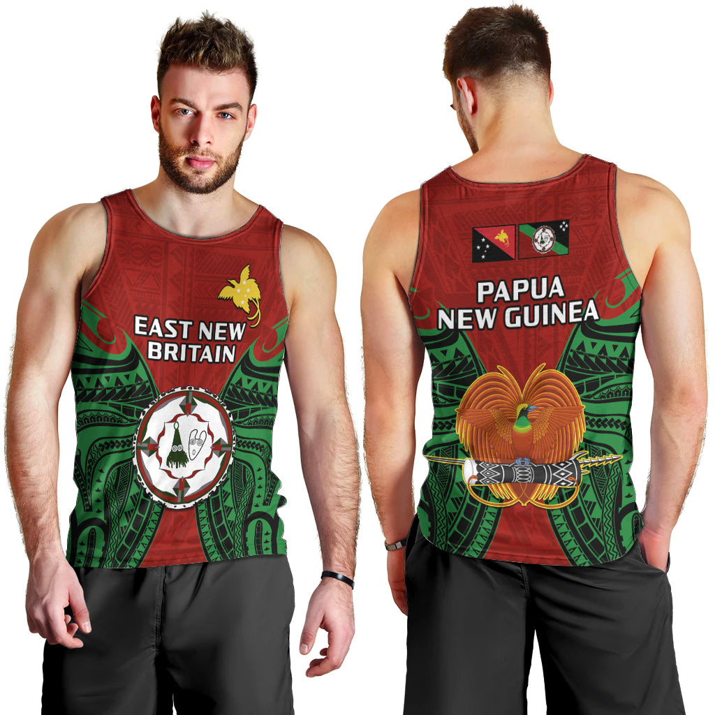 Papua New Guinea Men Tank Top East New Britain Province Mix Coat Of Arms Polynesian Art LT14 - Polynesian Pride