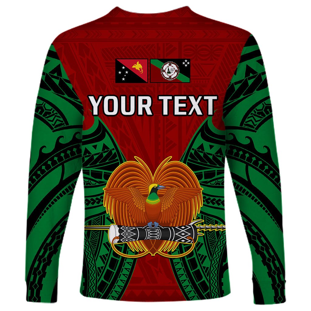 (Custom Personalised) Papua New Guinea Long Sleeve Shirt East New Britain Province Mix Coat Of Arms Polynesian Art LT14 - Polynesian Pride
