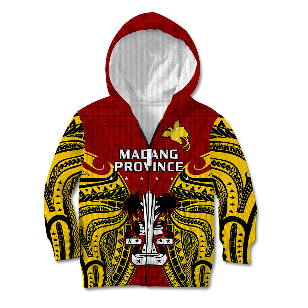 Papua New Guinea Kid Hoodie Madang Province Mix Coat Of Arms Polynesian Art LT14 - Polynesian Pride