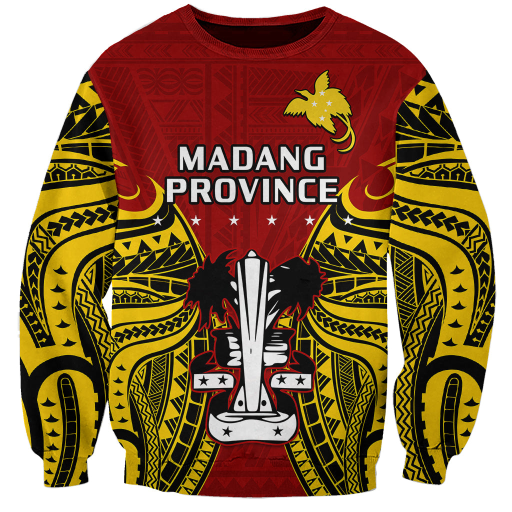 Papua New Guinea Sweatshirt Madang Province Mix Coat Of Arms Polynesian Art LT14 Unisex Red - Polynesian Pride