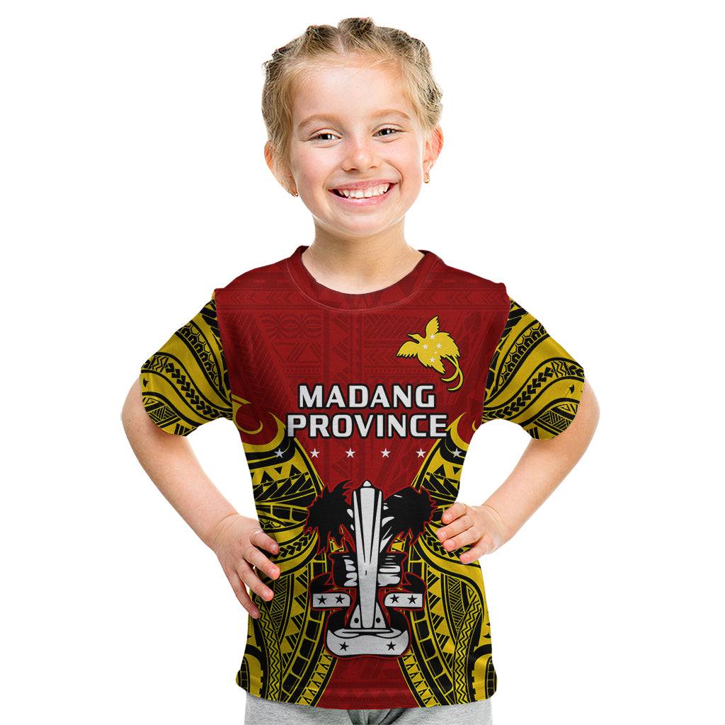 (Custom Personalised) Papua New Guinea Kid T Shirt Madang Province Mix Coat Of Arms Polynesian Art LT14 - Polynesian Pride