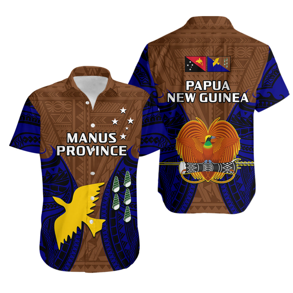 Papua New Guinea Hawaiian Shirt Manus Province Mix Coat Of Arms Polynesian Art LT14 Brown - Polynesian Pride