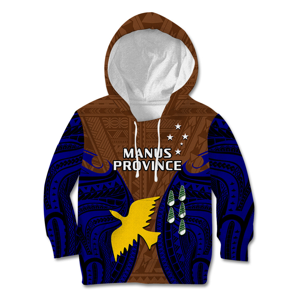Papua New Guinea Kid Hoodie Manus Province Mix Coat Of Arms Polynesian Art LT14 Hoodie Brown - Polynesian Pride
