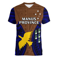 Papua New Guinea Women V Neck T Shirt Manus Province Mix Coat Of Arms Polynesian Art LT14 - Polynesian Pride
