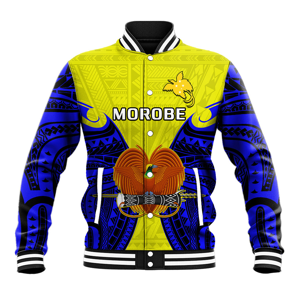 Papua New Guinea Baseball Jacket Morobe Province Mix Coat Of Arms Polynesian Art LT14 Unisex Yellow - Polynesian Pride