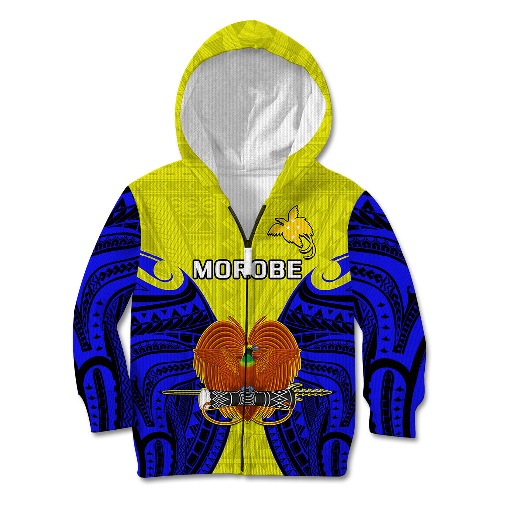 Papua New Guinea Kid Hoodie Morobe Province Mix Coat Of Arms Polynesian Art LT14 - Polynesian Pride