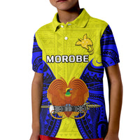 Papua New Guinea Kid Polo Shirt Morobe Province Mix Coat Of Arms Polynesian Art LT14 Kid Yellow - Polynesian Pride