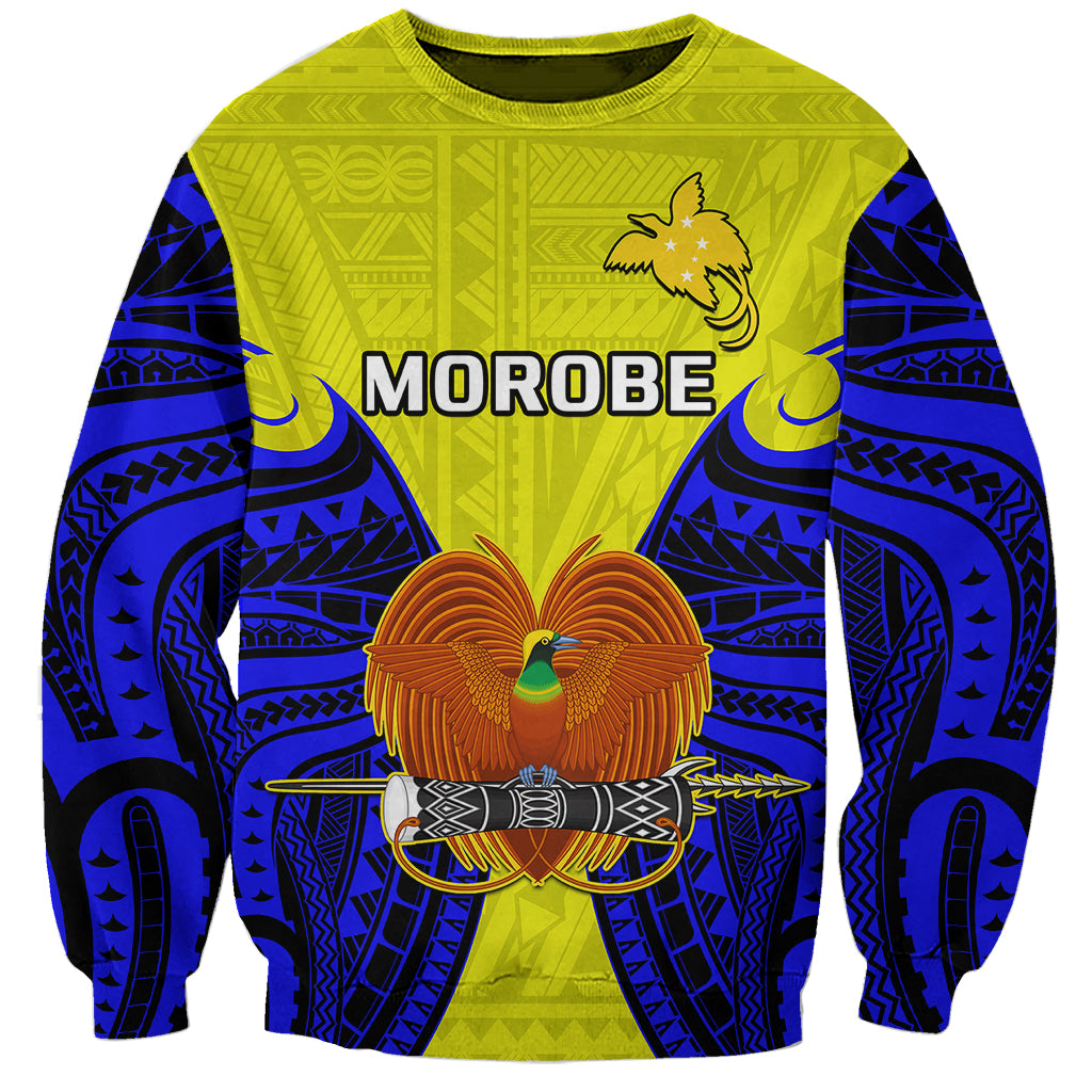 (Custom Personalised) Papua New Guinea Sweatshirt Morobe Province Mix Coat Of Arms Polynesian Art LT14 Unisex Yellow - Polynesian Pride