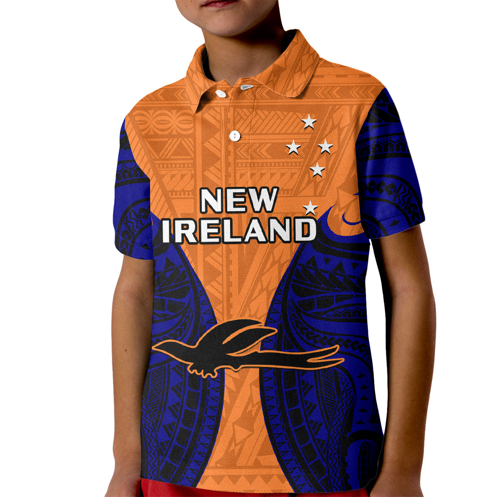 (Custom Personalised) Papua New Guinea Kid Polo Shirt New Ireland Province Mix Coat Of Arms Polynesian Art LT14 Kid Orange - Polynesian Pride