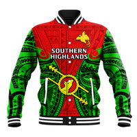 Papua New Guinea Baseball Jacket Southern Highlands Province Mix Coat Of Arms Polynesian Art LT14 Unisex Red - Polynesian Pride