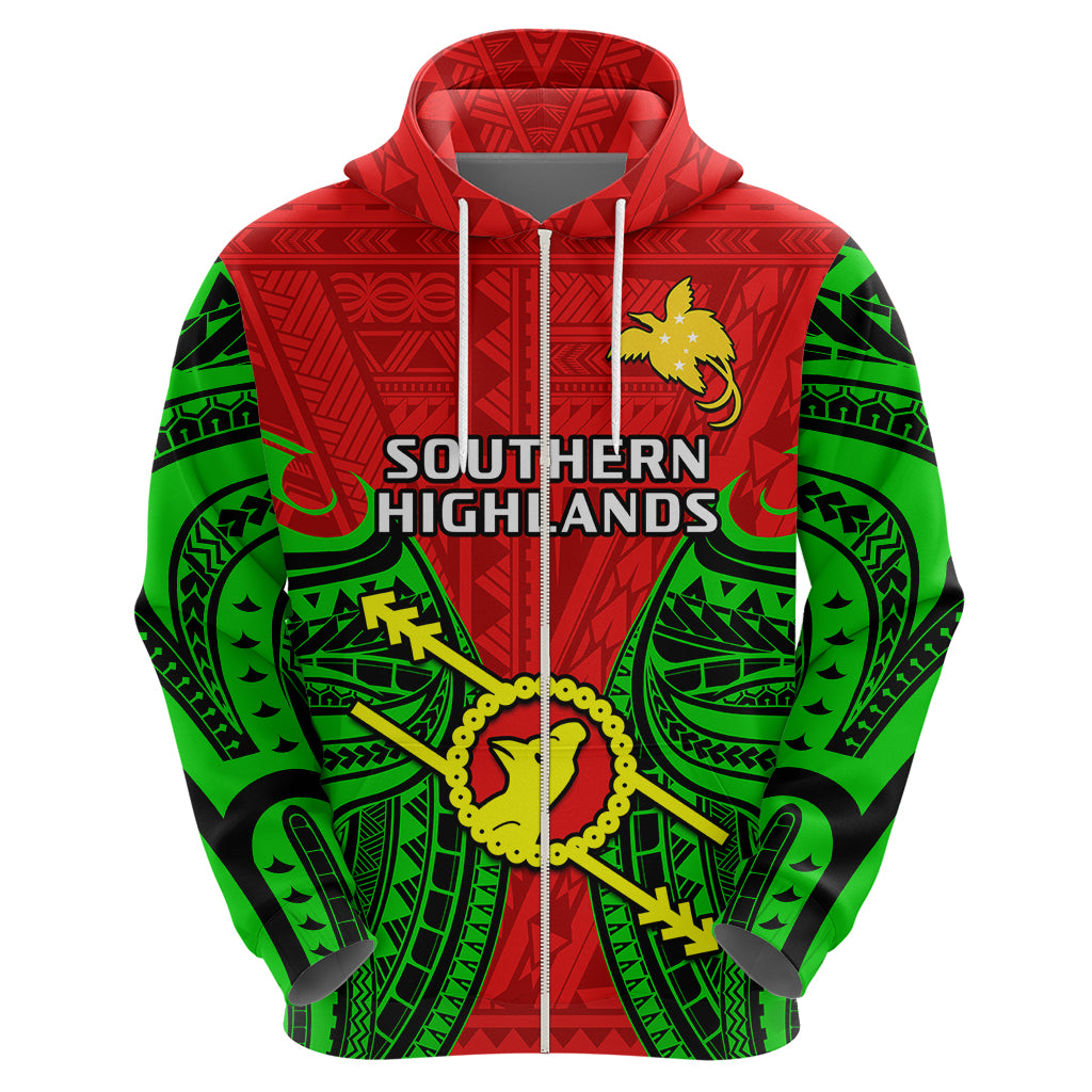 Papua New Guinea Hoodie Southern Highlands Province Mix Coat of Arms Polynesian Art LT14 - Polynesian Pride