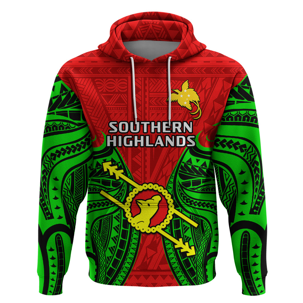 Custom Papua New Guinea Hoodie Southern Highlands Province Mix Coat of Arms Polynesian Art LT14 - Polynesian Pride