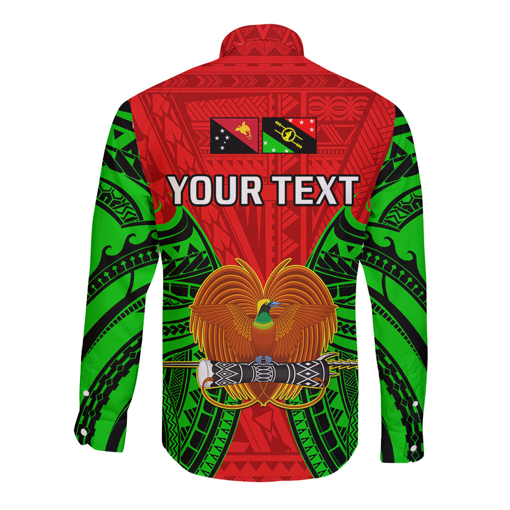(Custom Personalised) Papua New Guinea Long Sleeve Button Shirt Southern Highlands Province Mix Coat Of Arms Polynesian Art LT14 - Polynesian Pride