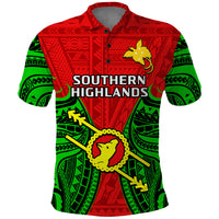 Custom Papua New Guinea Polo Shirt Southern Highlands Province Mix Coat Of Arms Polynesian Art LT14 Red - Polynesian Pride