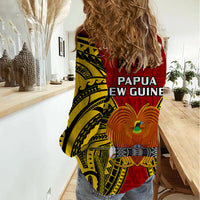 Papua New Guinea Women Casual Shirt Western Province Mix Coat Of Arms Polynesian Art LT14 - Polynesian Pride